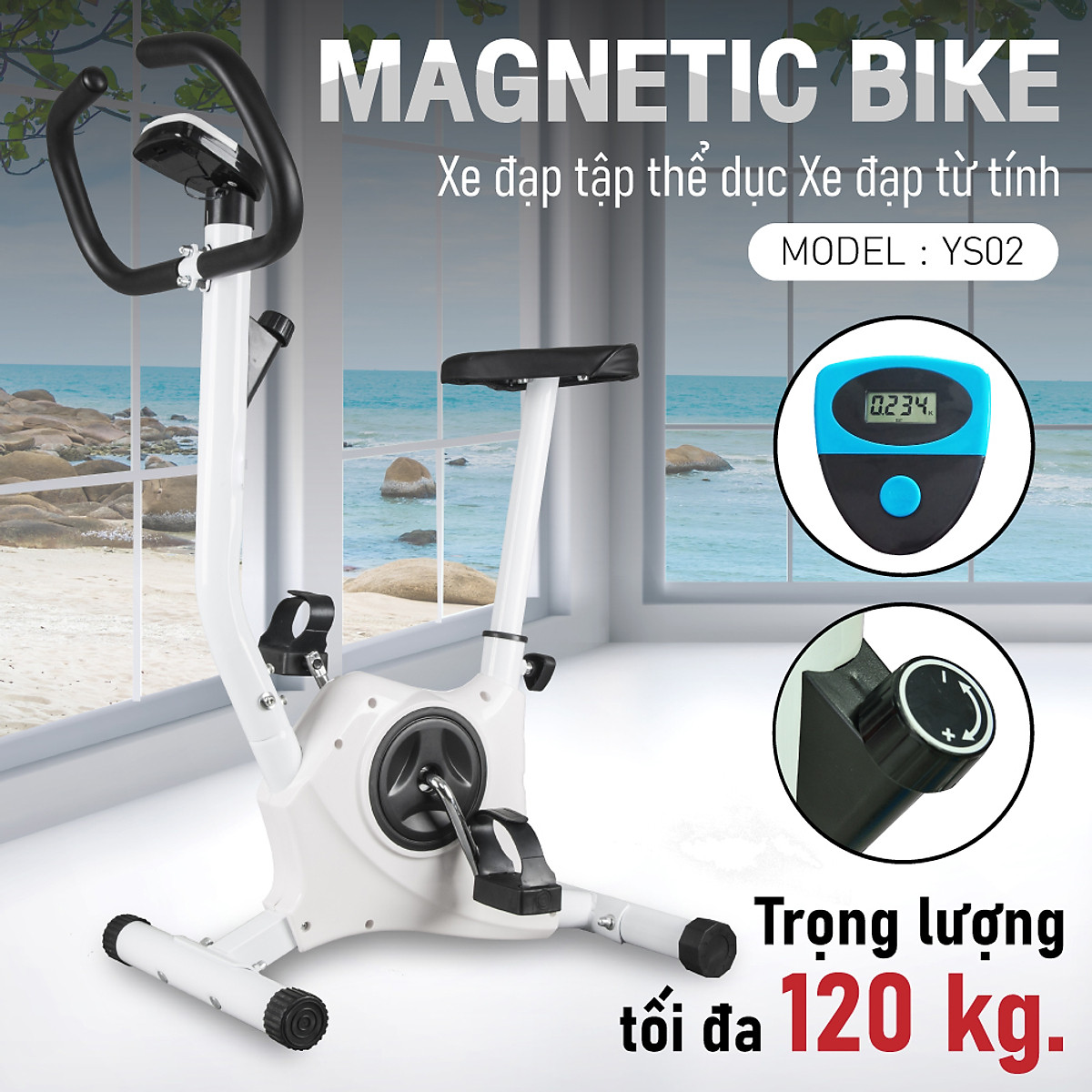 Bg Xe đạp tập thể dục trong nhà Mẫu YS02 WHITE mới 2022 (hàng nhập khẩu)