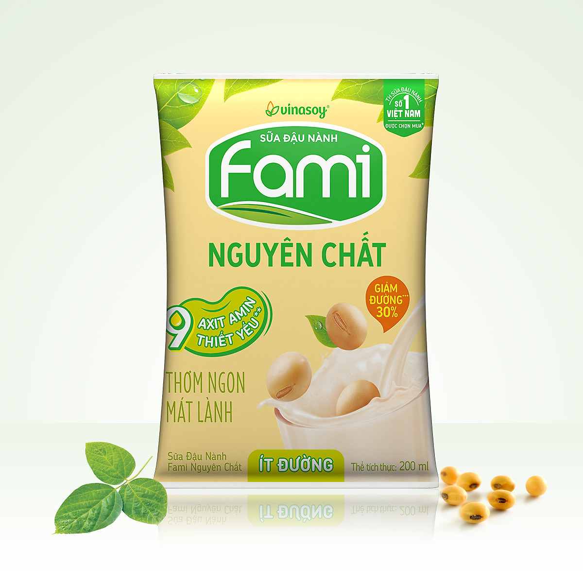 Thùng Sữa đậu nành Fami Nguyên Chất ít đường (200ml x 40 bịch)
