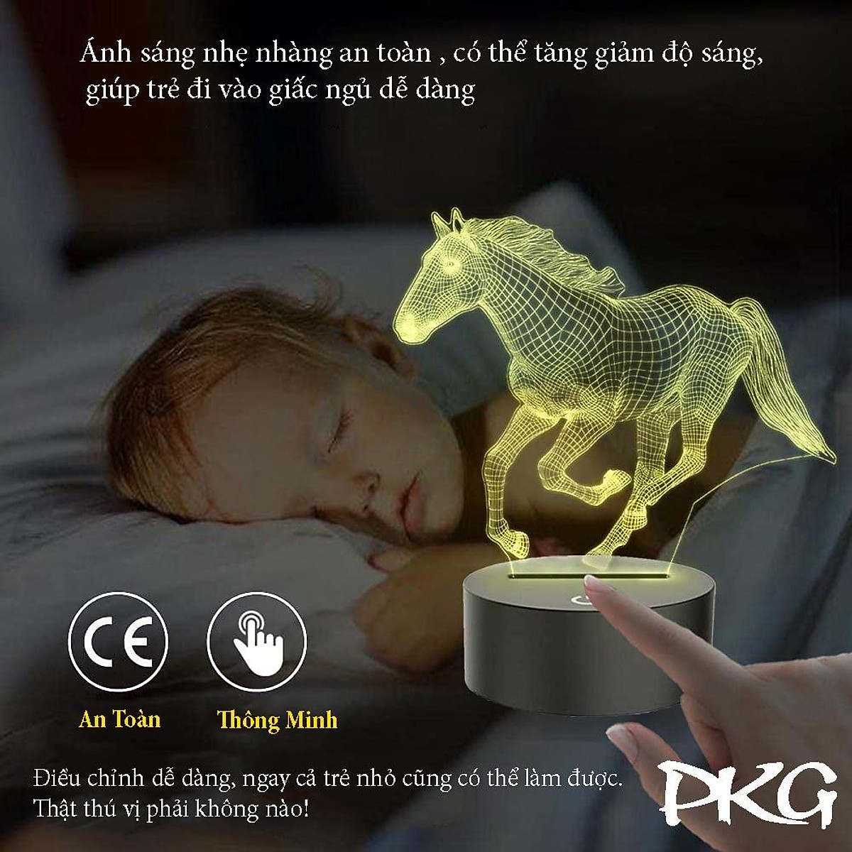 Đèn Ngủ Led 3D Hình Con Ngựa Mã Đáo Thành Công Quà Tặng Trang Trí cảm