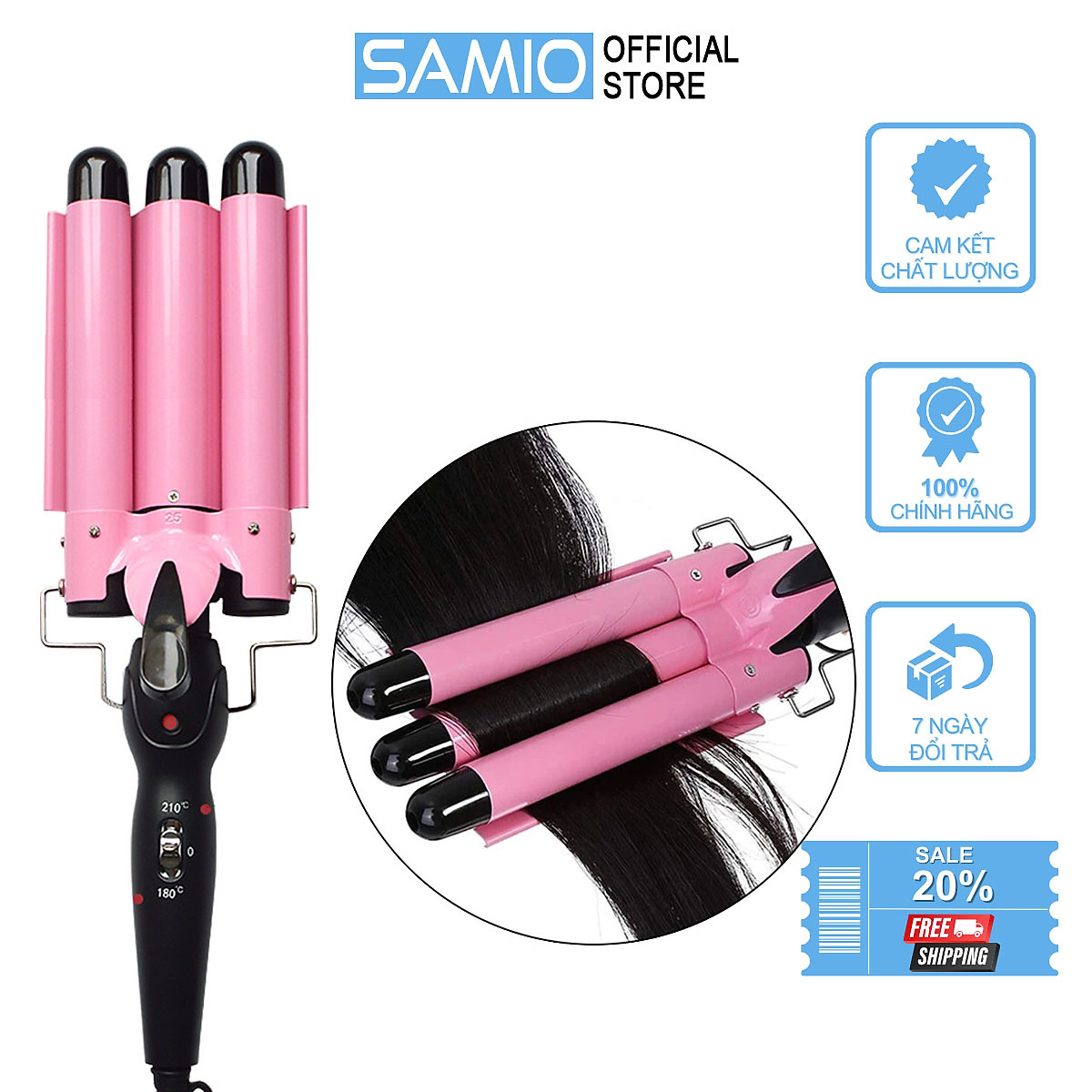 Máy uốn tóc - Hair Curling Machine - Tự tin, quyến rũ và đầy năng lượng, chính là những cảm xúc mà bạn sẽ có được khi tạo kiểu tóc với chiếc máy uốn tóc. Chỉ cần vài khâu đơn giản, bạn sẽ sở hữu được những sợi tóc xoăn tự nhiên, phong cách và tuyệt đẹp.