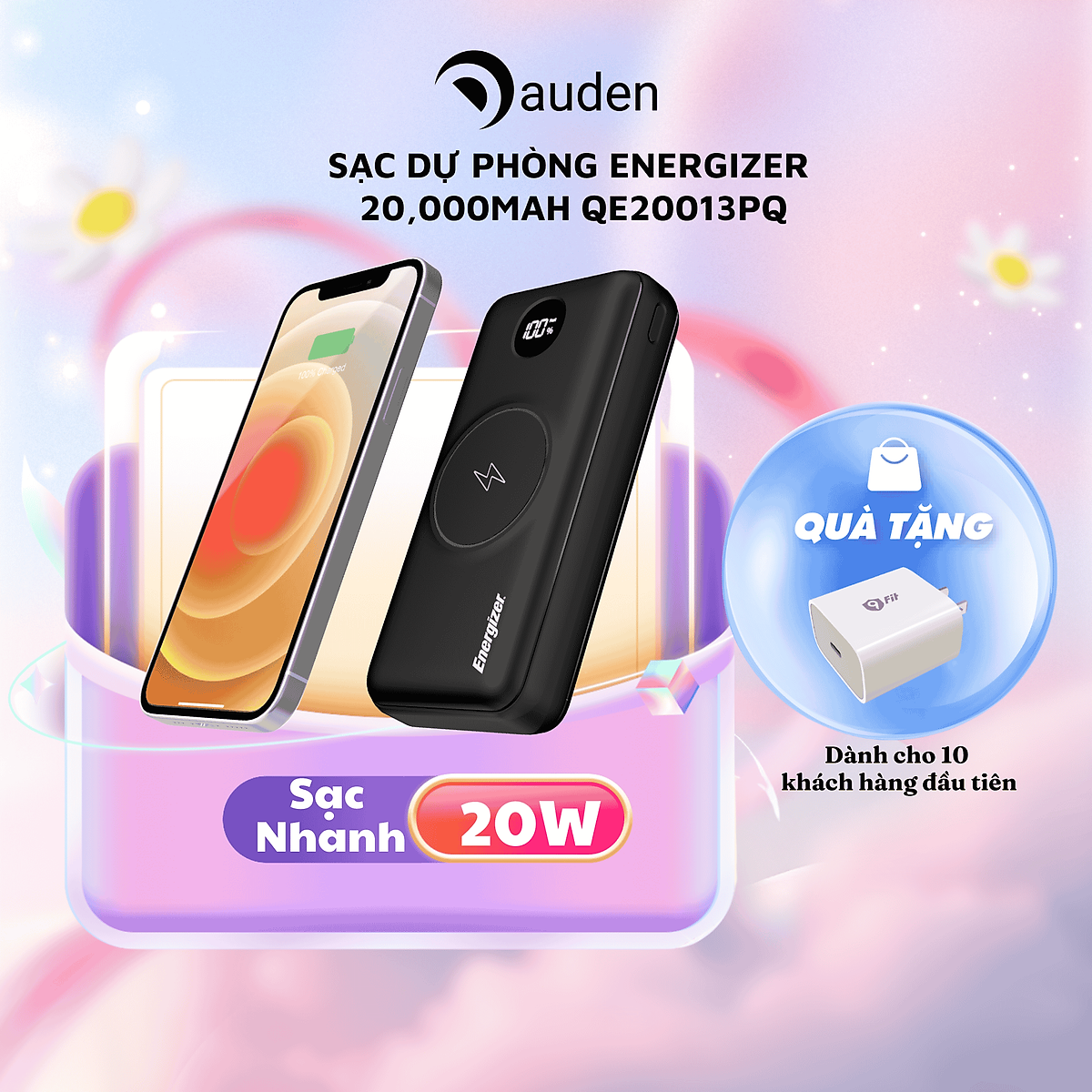 Pin dự phòng Energizer 20000mAh QE20013PQ - 3 cổng sạc tiện lợi, tích hợp sạc nhanh hai chiều - Hàng chính hãng