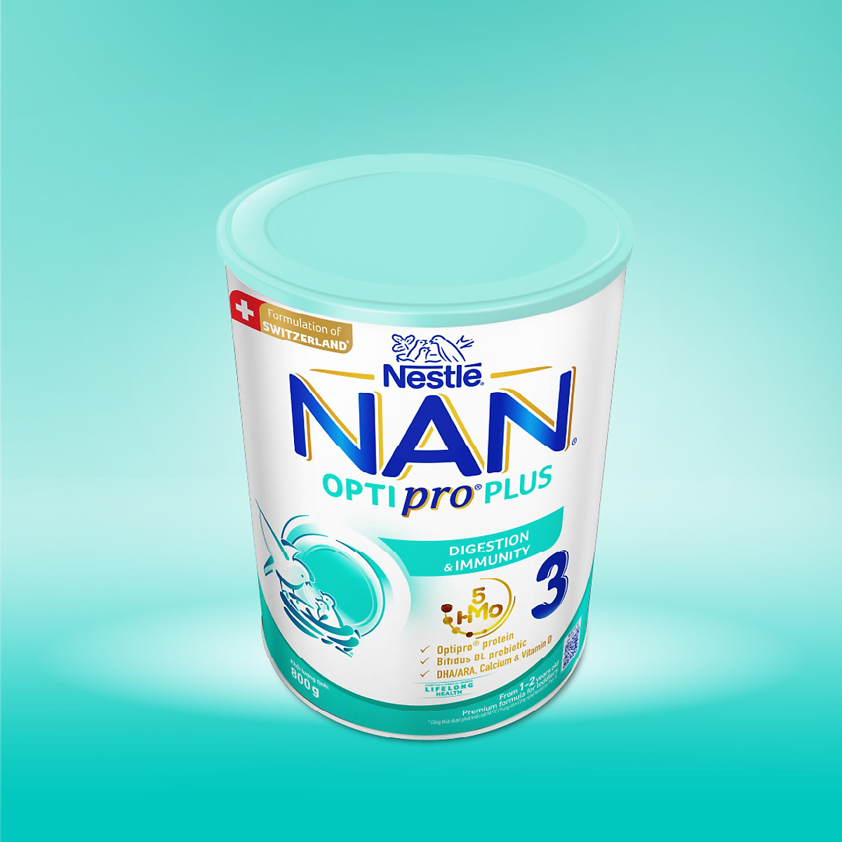 Sữa Bột Nestlé NAN OPTIPRO PLUS 3 800g/lon với 5HMO - Hỗ trợ Tiêu Hóa, Đề Kháng, Trí Não & Chiều Cao - Bé 1-2 tuổi