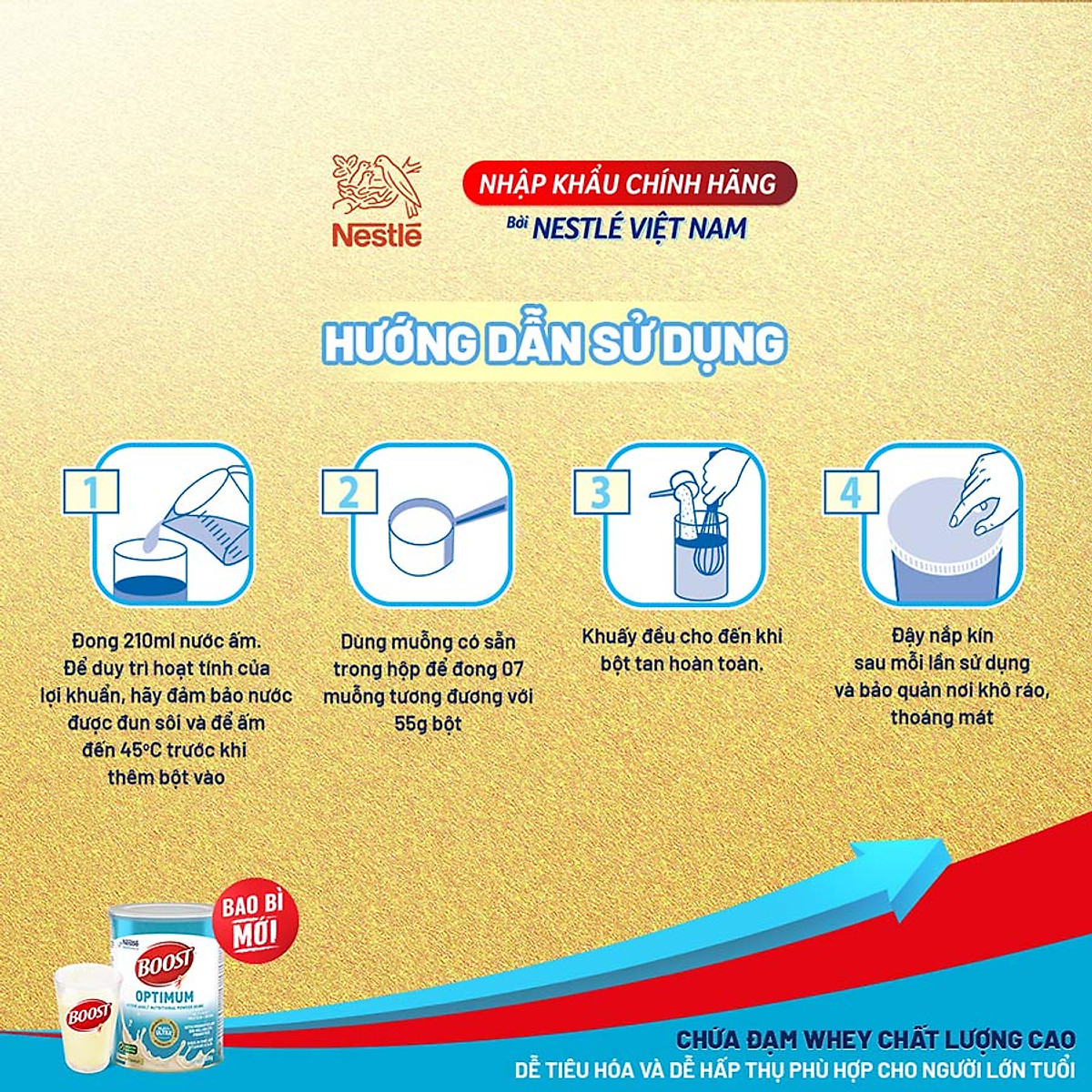 Sản phẩm dinh dưỡng y học Nestlé Boost Optimum bổ sung dinh dưỡng cho người lớn 400g