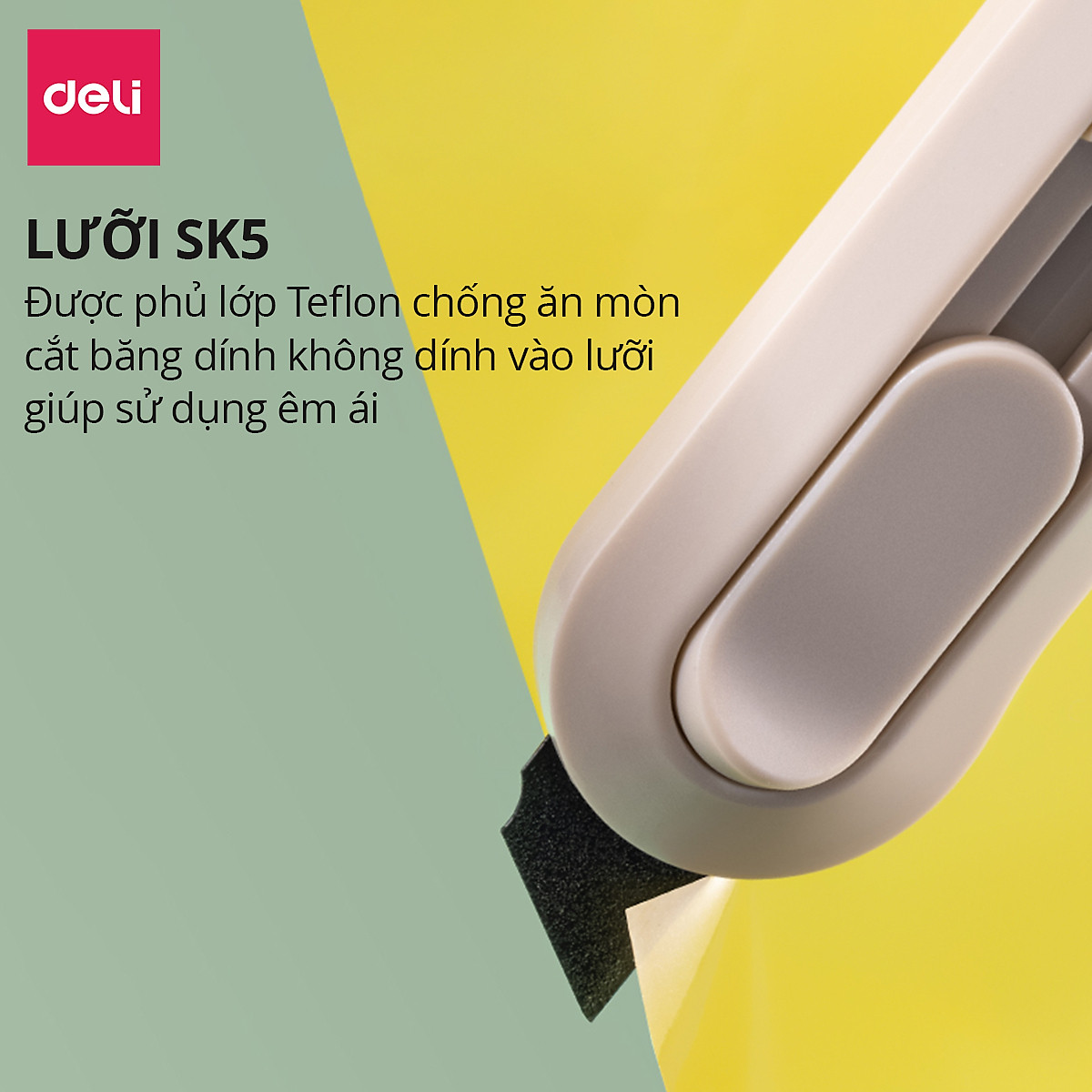 Dao Rọc Giấy Mini Deli Rọc Giấy Lưỡi SK5 Chống Gỉ Sắc Bén Lưỡi Dao Tự Thu Dao Rọc Giấy Unbox Học SInh Văn Phòng