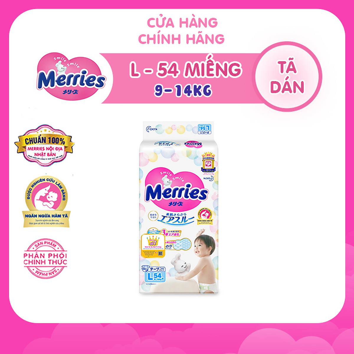 Tã Dán Merries L-54 (54 Miếng)