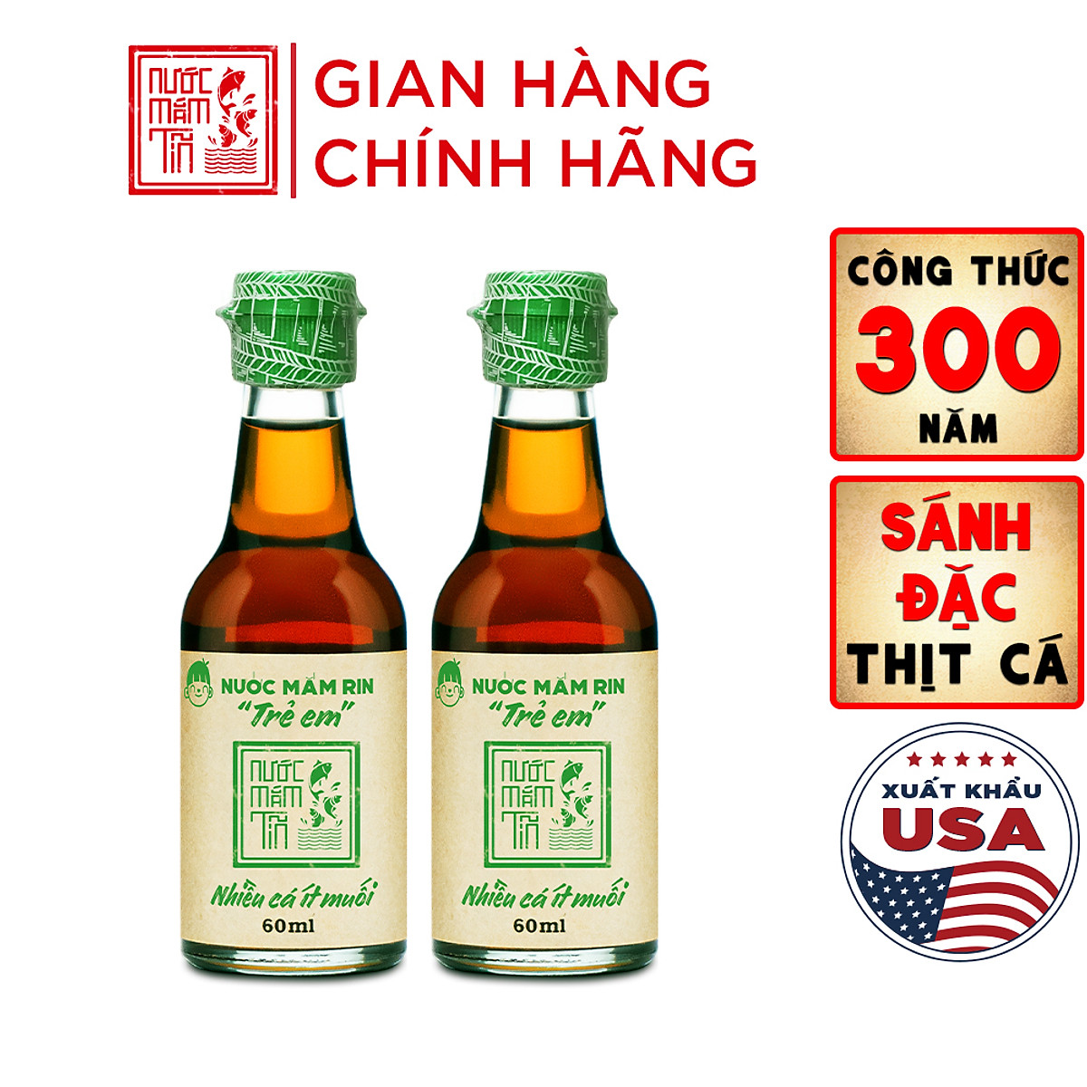Đặc Sản Phan Thiết - Combo 2 Chai Nước Mắm Tĩn Ăn Dặm Cho Bé Độ Đạm 42N Làm Từ Cá Cơm Than Nguyên Chất (60Ml/Chai)