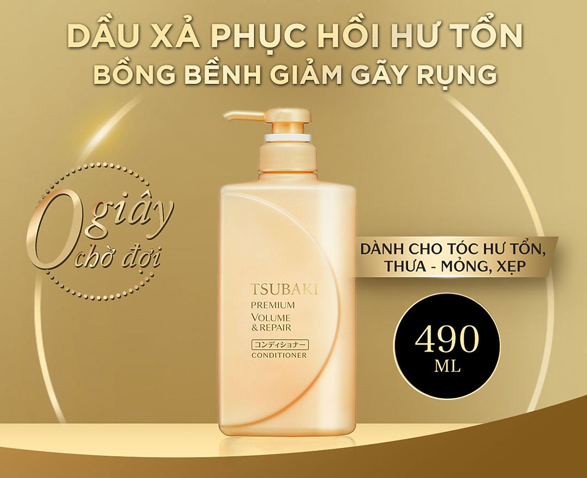 Dầu Xả Tsubaki Premium Repair Conditioner Phục Hồi Hư Tổn 490ml
