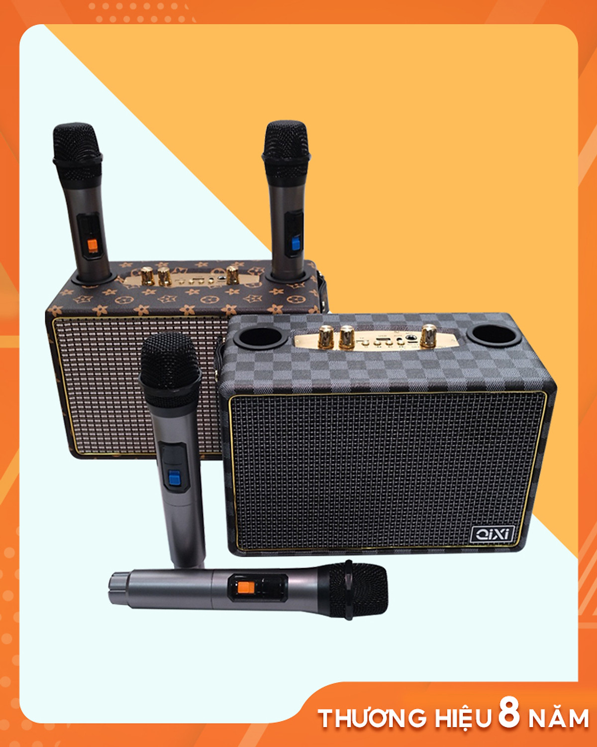 Loa Bluetooth Karaoke QIXI SK-2036 , Tặng Kèm 2 Micro Không Dây Cao Cấp , Hát Karaoke Nghe Nhạc Bass mạnh -Hàng Chính Hãng