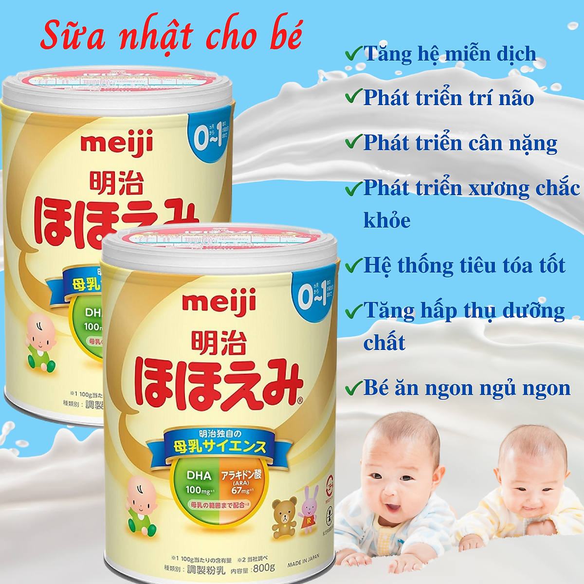 Sữa Meiji số 0 Nhật Bản cho trẻ từ 0  12 tháng phát triển cân đối