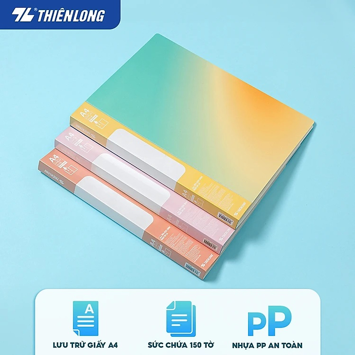 Bìa 30 lá A4 Thiên Long DB-002 - Sức chứa 150 tờ A4 - 3 màu ngẫu nhiên