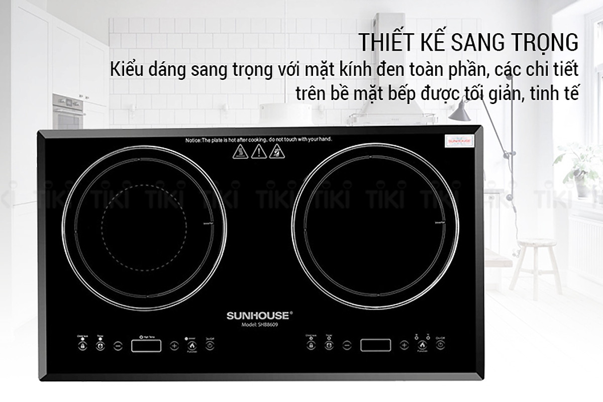 Bếp Đôi Điện Từ Hồng Ngoại Sunhouse SHB8609 (Tổng công suất 3600W) - Hàng chính hãng