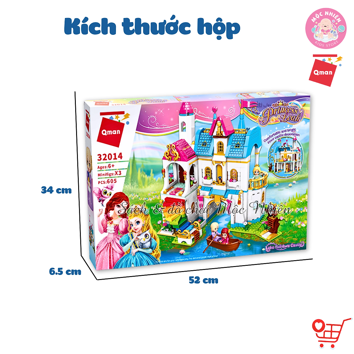 Đồ chơi lắp ráp xếp hình lâu đài bé gái Qman 32014 - Lâu đài cầu vồng (605 mảnh ghép) - Dành cho bé từ 6 tuổi