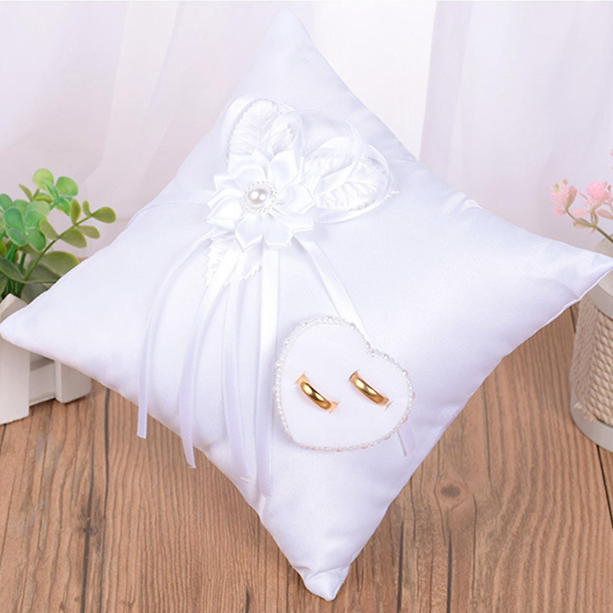 Amazon.com: Tangser Ring Bearer Pillow Ivory, Wedding Ring Pillows,  Personalize Wedding Rings Holders with Beautiful lace & Flower 7.9