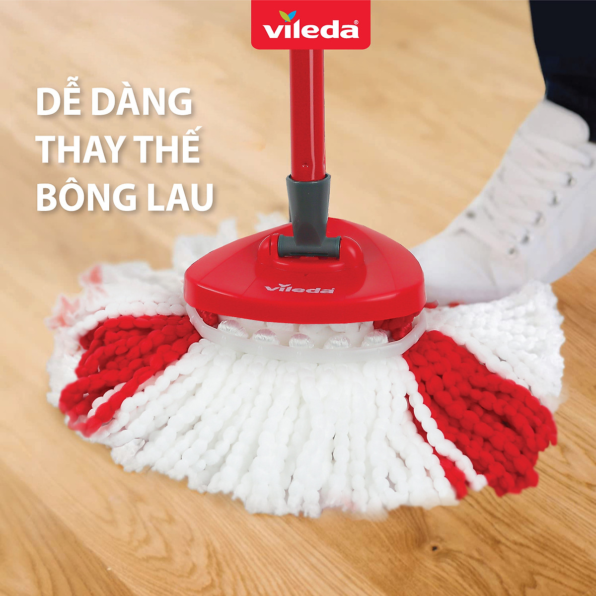 Cây lau nhà VILEDA Turbo Easy Wring&Clean đầu lau tam giác, gồm xô giặt và cây lau nhà - TSU162214