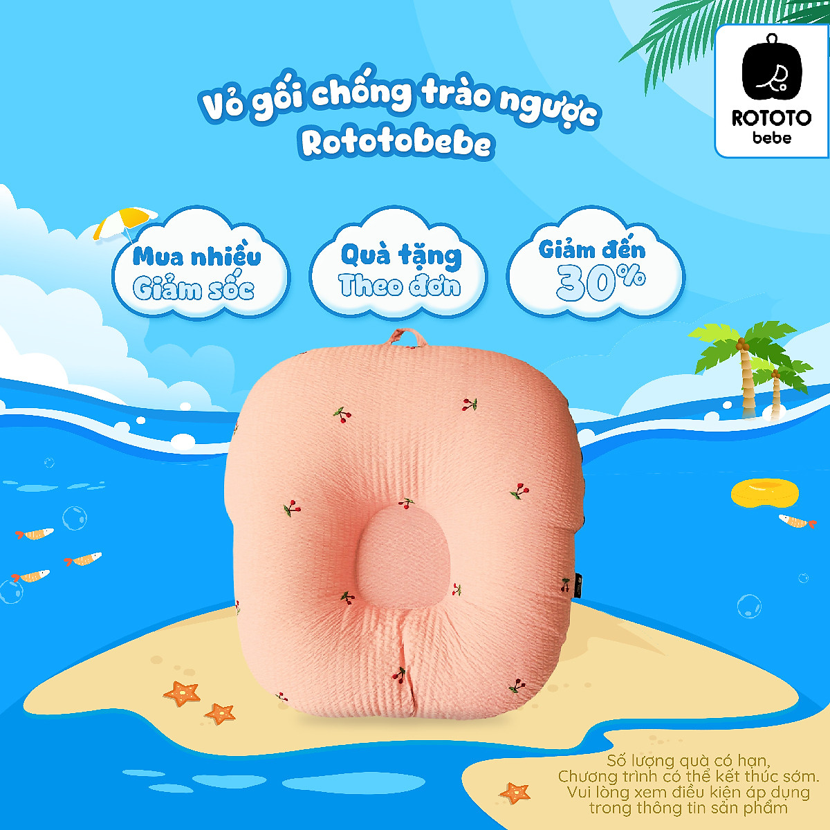Vỏ gối chống trào ngược Rototo bebe chính hãng chất liệu ripple nhăn thoáng mát chống bụi bẩn nấm mốc tốt