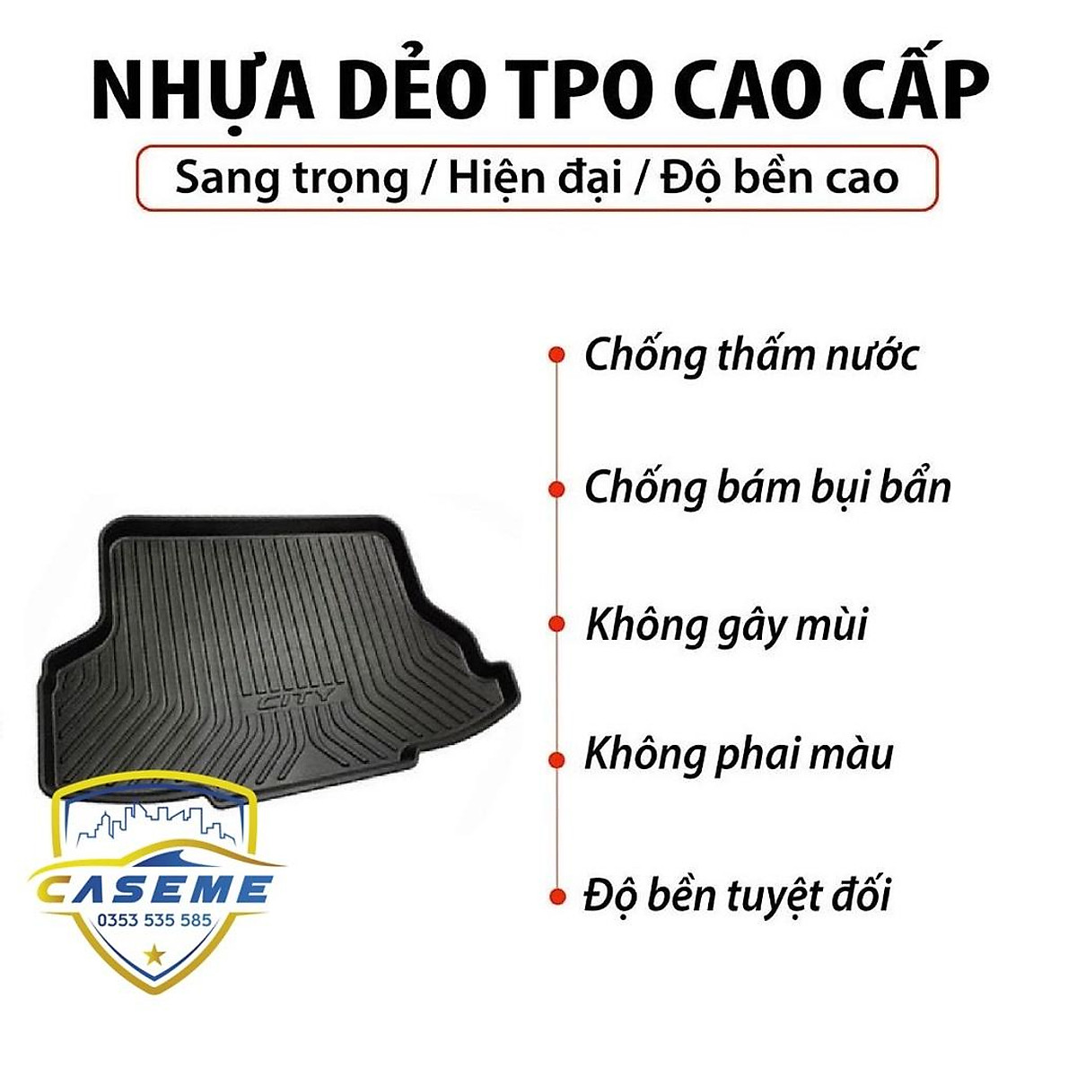 Lót cốp nhựa dẻo cho xe Honda City 2014 đến 2021