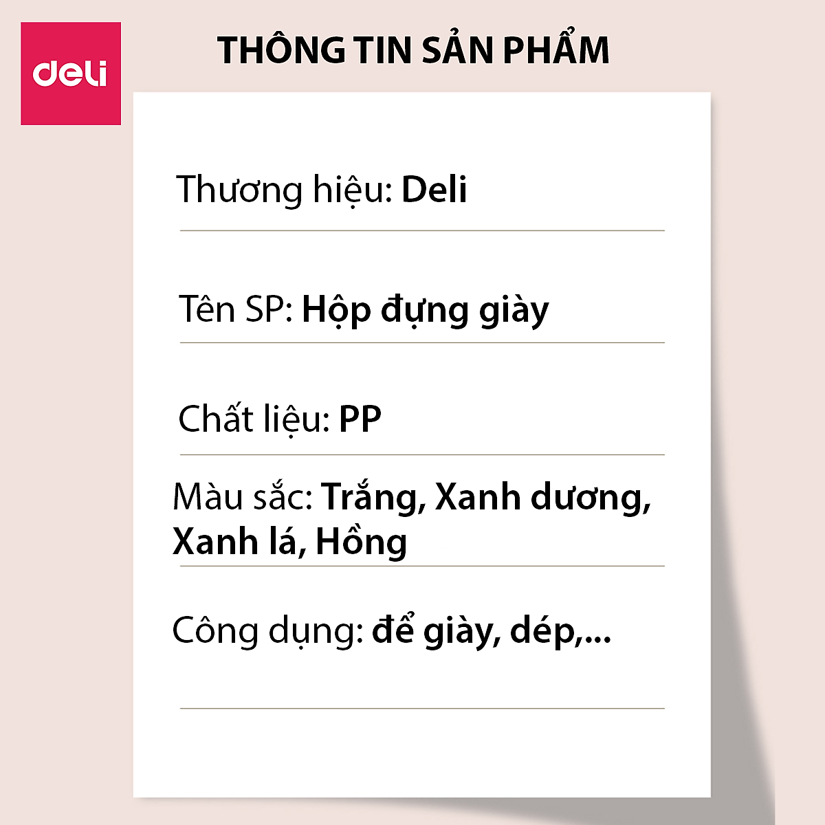 Hộp Nhựa Đựng Giày Trong Suốt Có Nắp Đậy Nhiều Màu Thông Minh Tiện Lợi Deli - Hộp Đựng Giày Nhựa PP Dẻo Chịu Lực Nhiều Size Có Thể Xếp Chồng