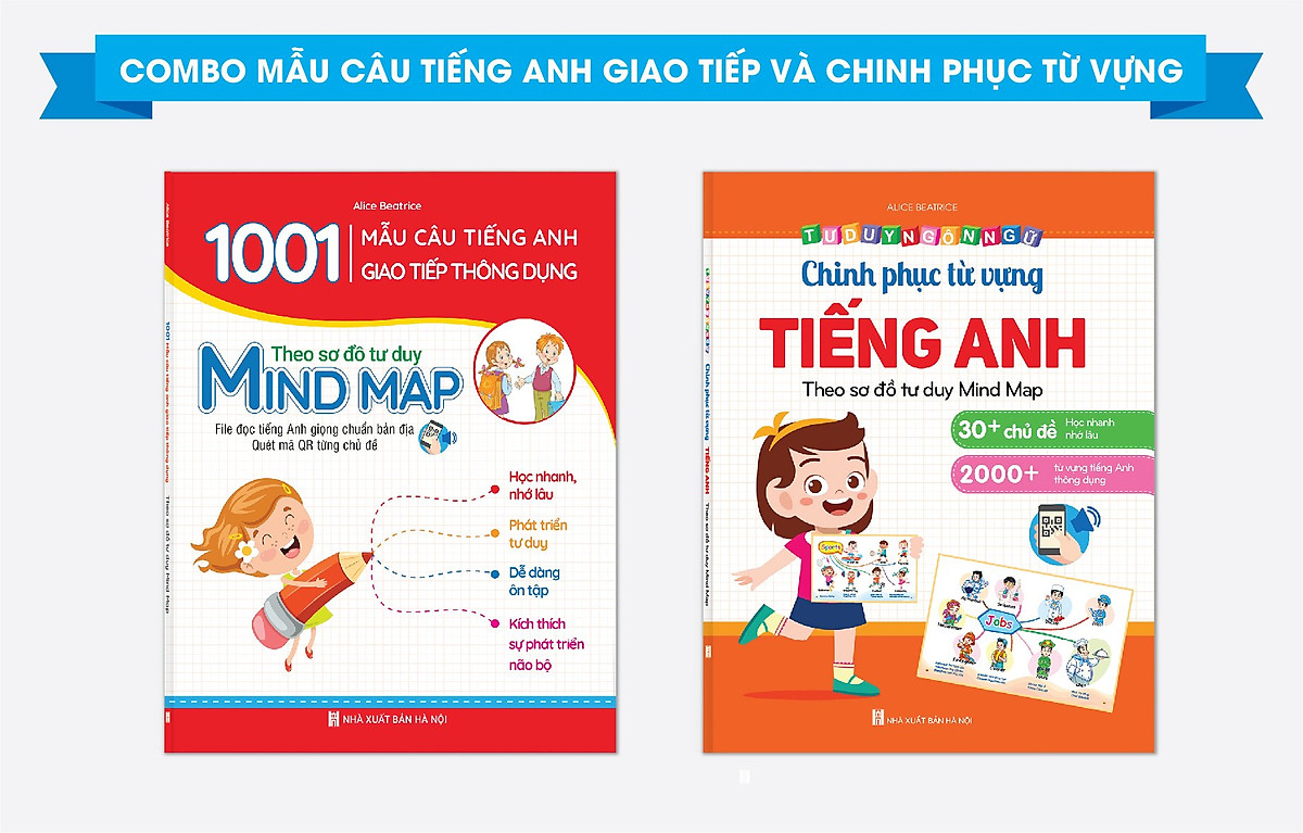 Bé Học Tiếng Anh Combo 2 Cuốn 1001 Mẫu Câu Tiếng Anh Giao Tiếp Thông Dụng Và Chinh Phục Từ Vựng Tiếng Anh Theo Sơ Đồ Tư Duy Mind Map (Kèm file nghe giọng chuẩn)