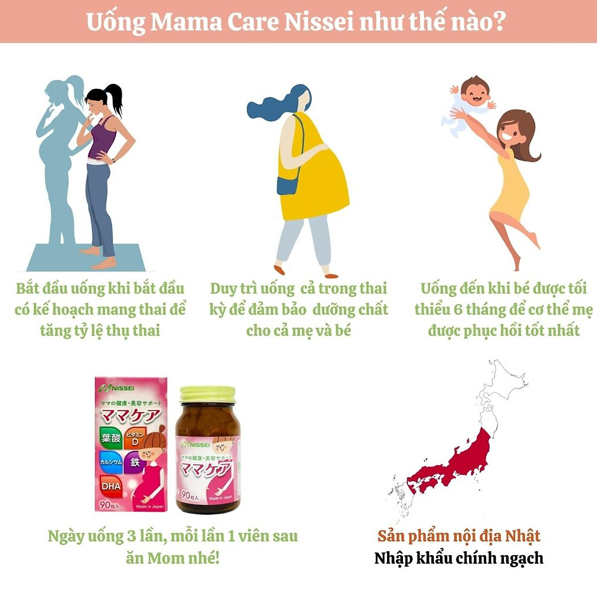 Vitamin tổng hợp cho bà bầu mẹ sau sinh cho con bú Mama Care Nissei Nhật Bản