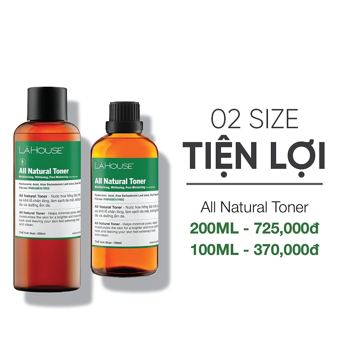Nước hoa hồng giúp làm sáng da Lá House Lá Care All Natural Toner 200ml/100ml