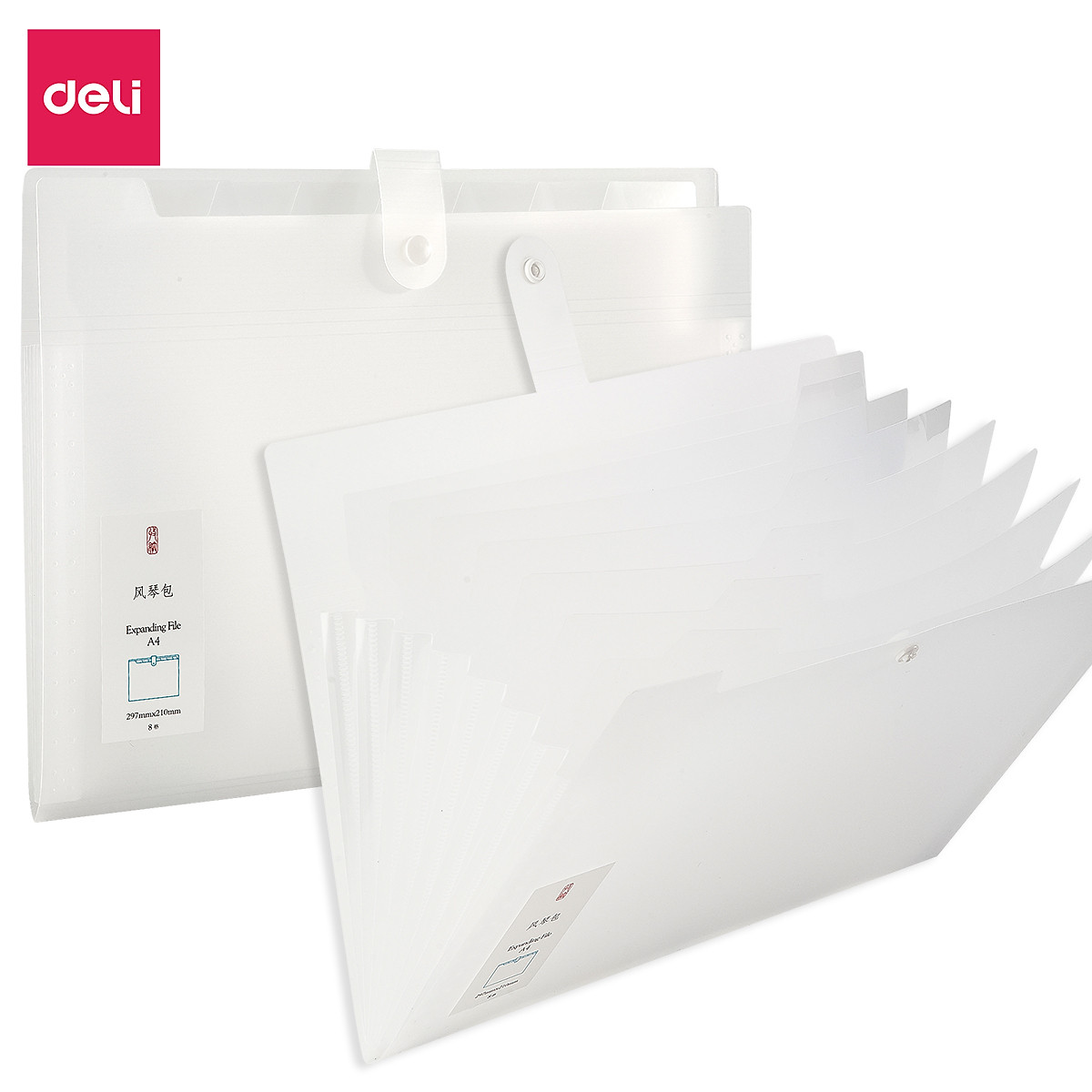 Cặp tài liệu mở rộng A4 8 ngăn Deli - có nút cài - 1 chiếc - 5735