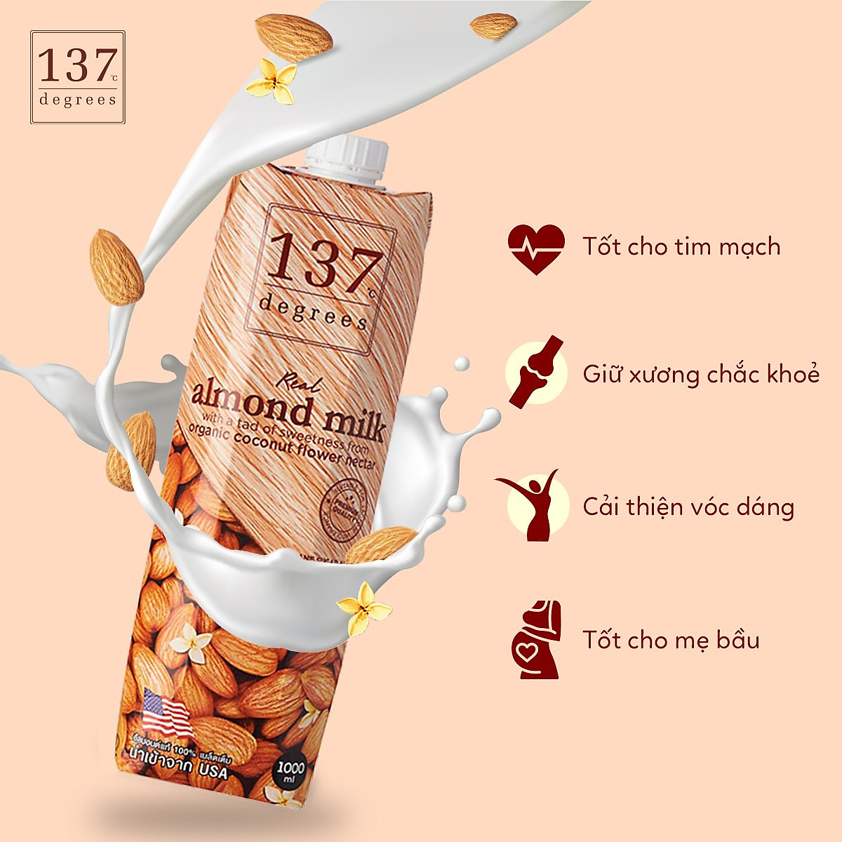 Sữa Hạt Không Đường 137 DEGREES Thái Lan Nhiều Vị, Dinh Dưỡng, Thơm Ngon Bổ Dưỡng Healthy