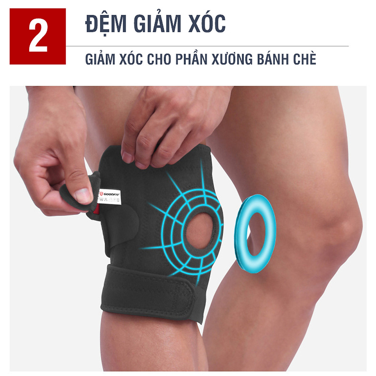 Bó gối quấn bảo vệ đầu gối GoodFit GF522K băng đầu gối thoáng khí để chơi thể thao, vận động