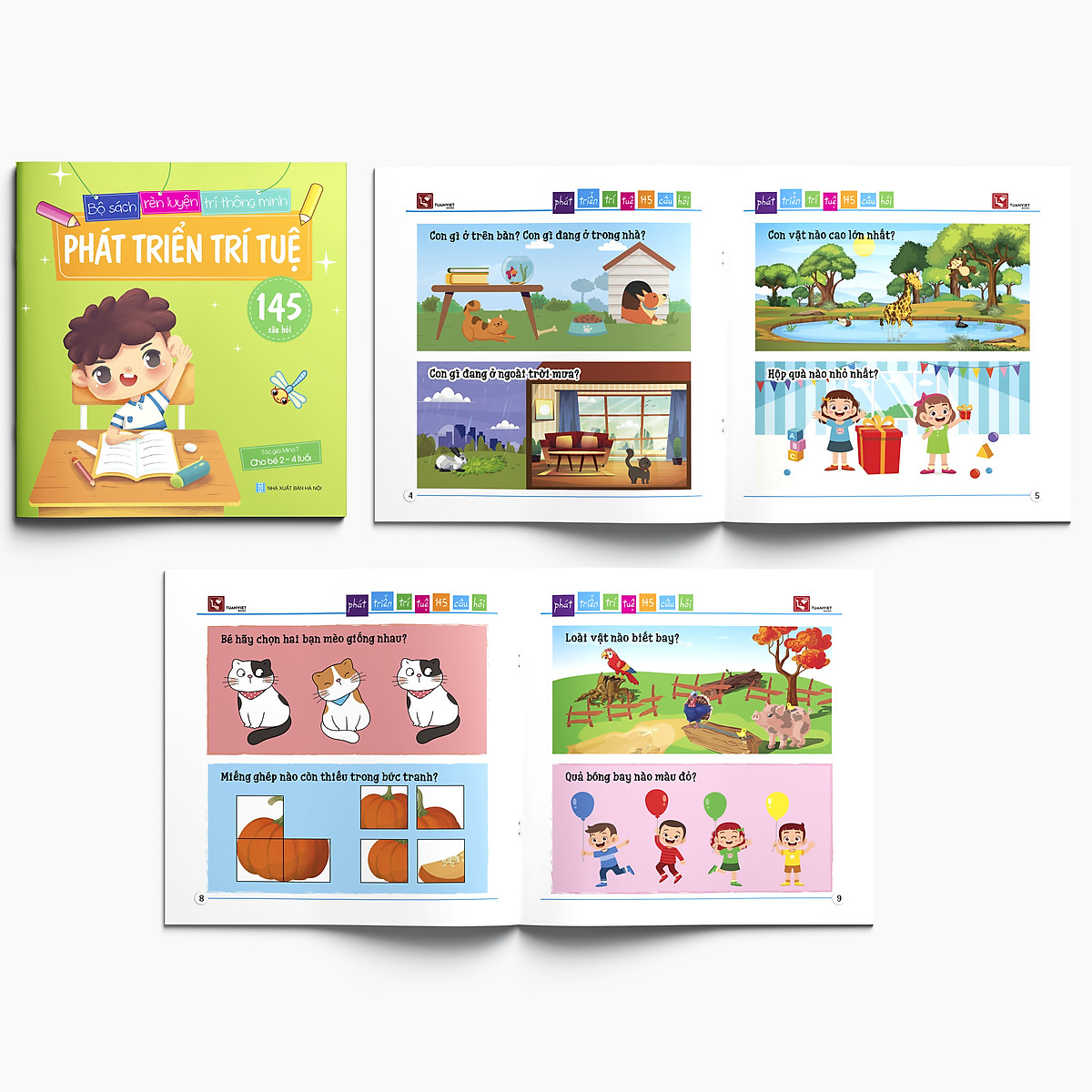 Combo 3 Cuốn sách Phát triển trí tuệ (145 câu đố) - Dành cho trẻ 2-4, 4-5, và 5-6 tuổi