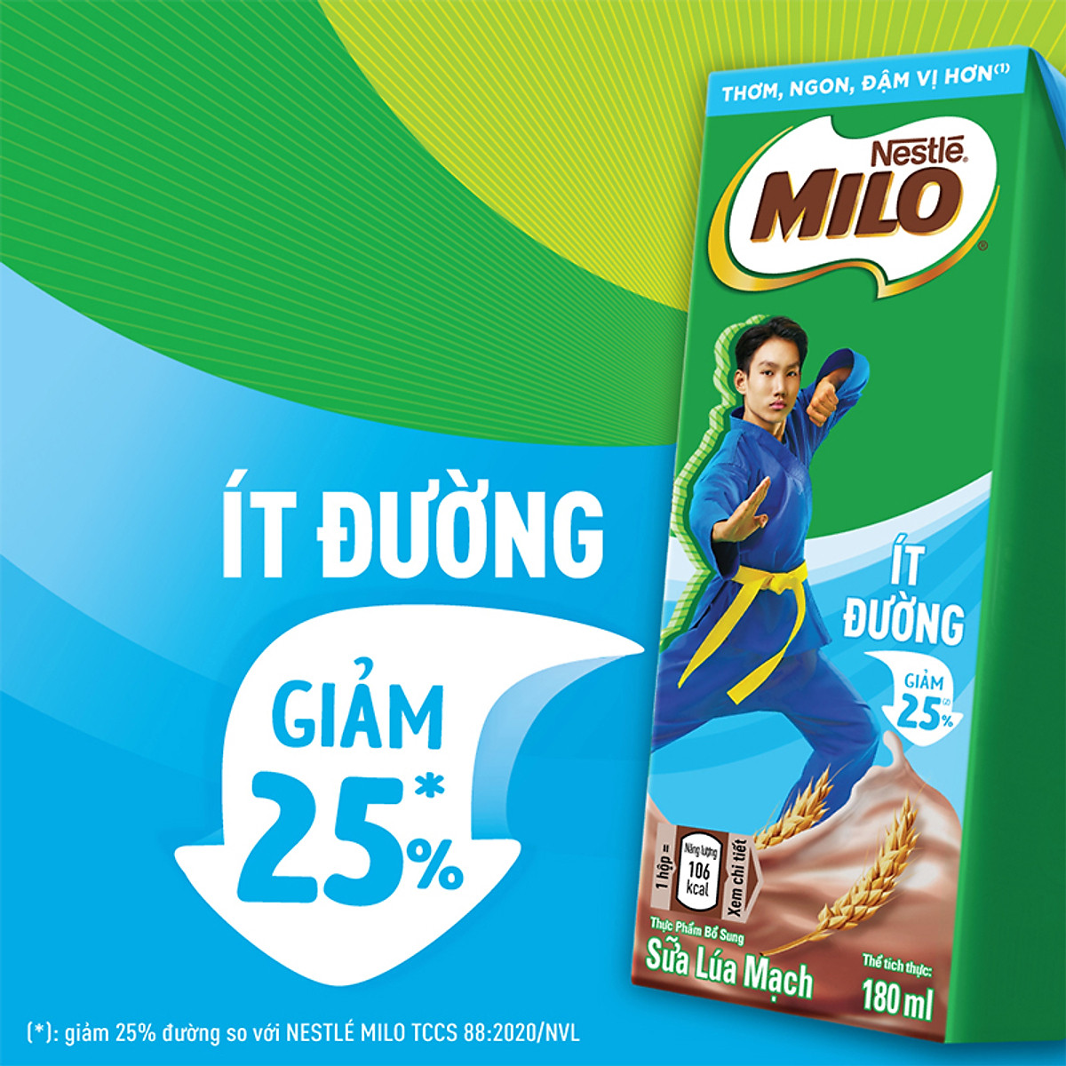 Thùng 48 Hộp Sữa Nestlé Milo Ít Đường (180ml/ Hộp)