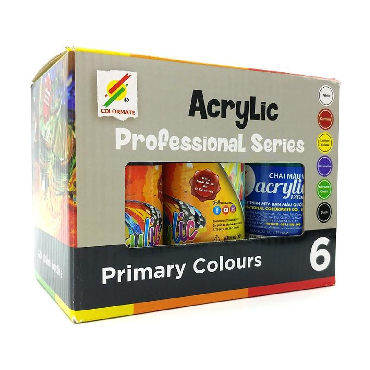 Hộp 6 Chai Màu Vẽ Colormate Acrylic - ACRYLIC-6B
