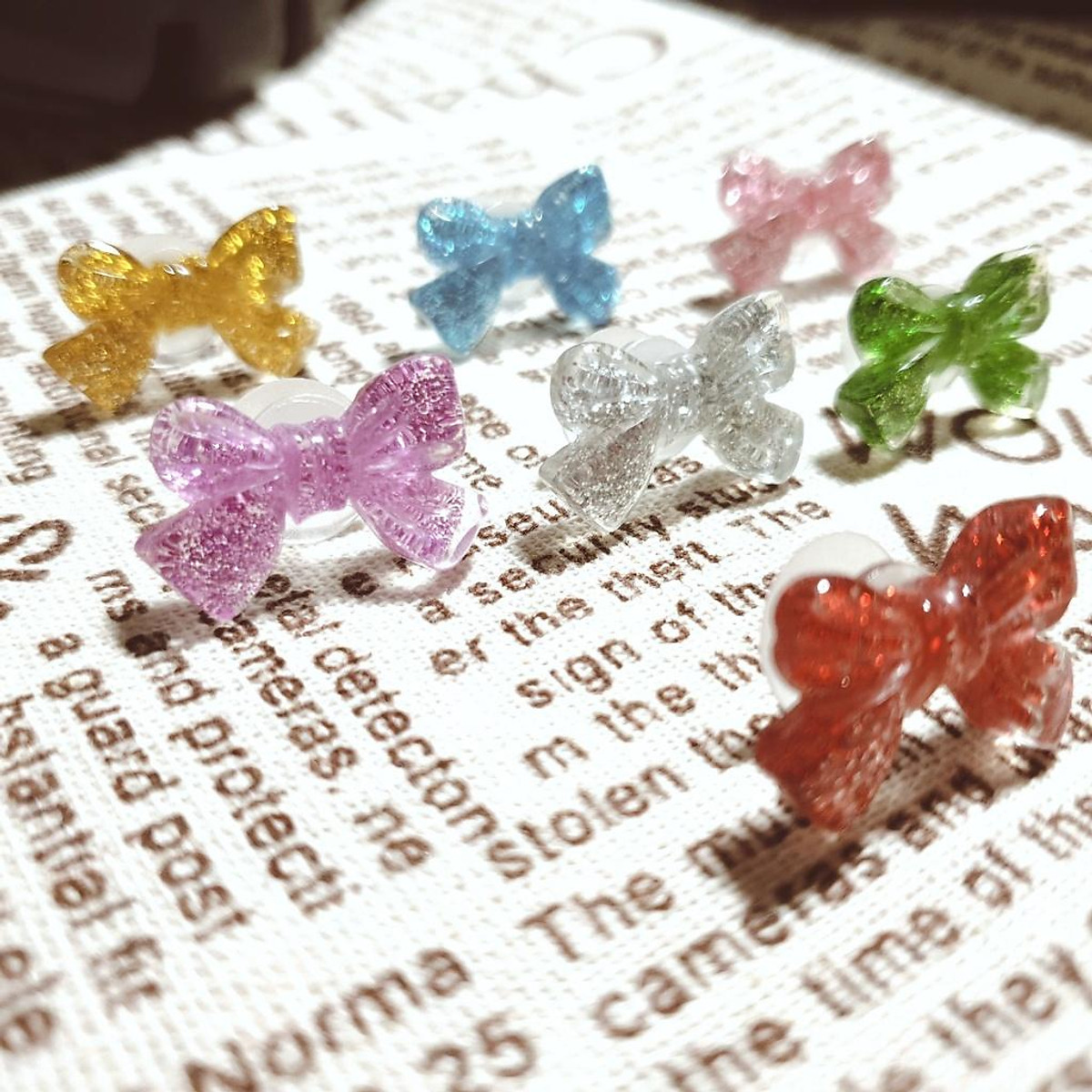 Sticker charms dán dép / nút gắn hkdesign mẫu nơ kim tuyến loại đá cứng