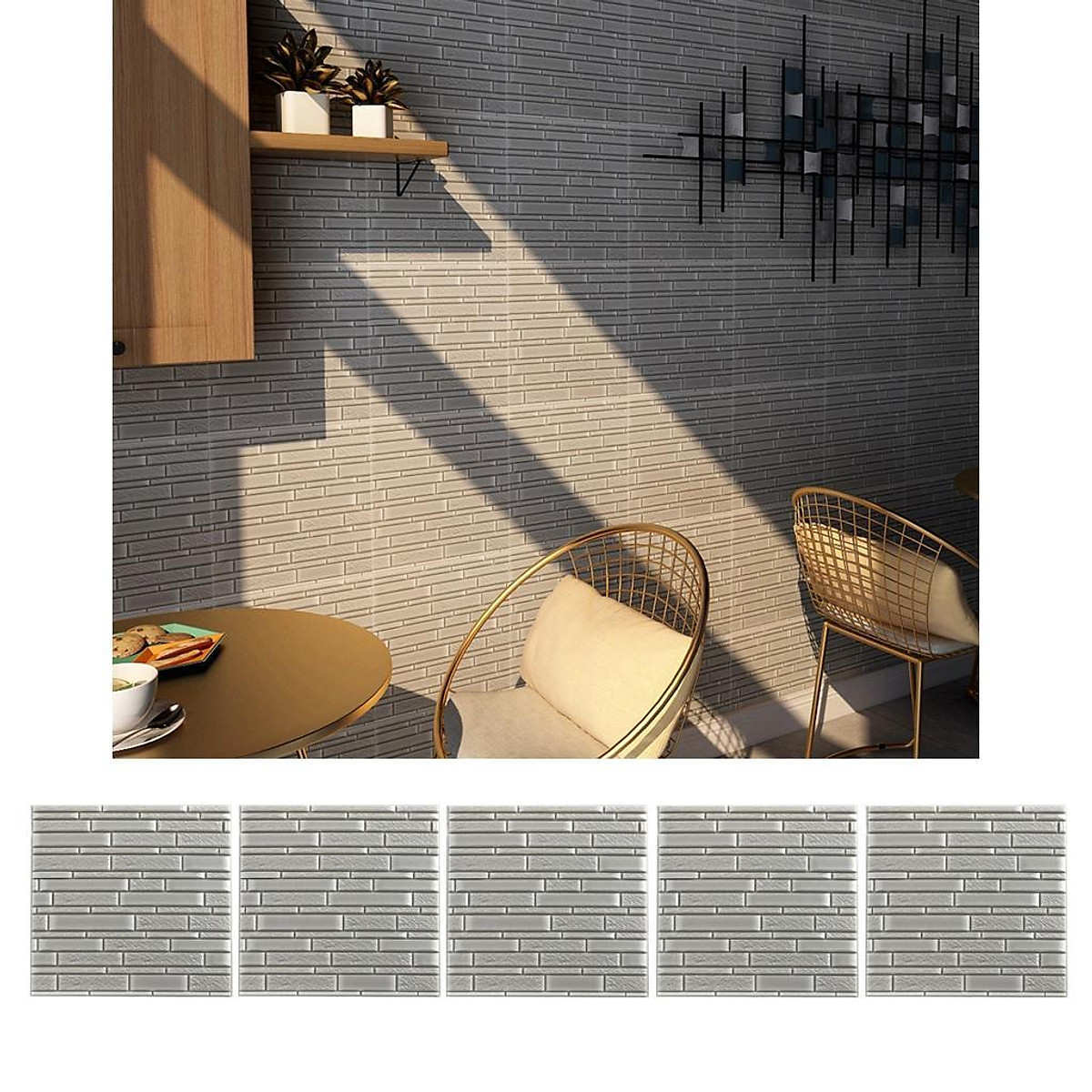 Mua 5pcs Self Adhesive Foam Wallpaper Peel & Stick 3D Wall Panel Decals 32x32cm Gray tại Magideal2 Mua 5pcs Self Adhesive Foam Wallpaper Peel & Stick 3D Wall Panel Decals 32x32cm Gray tại Magideal2