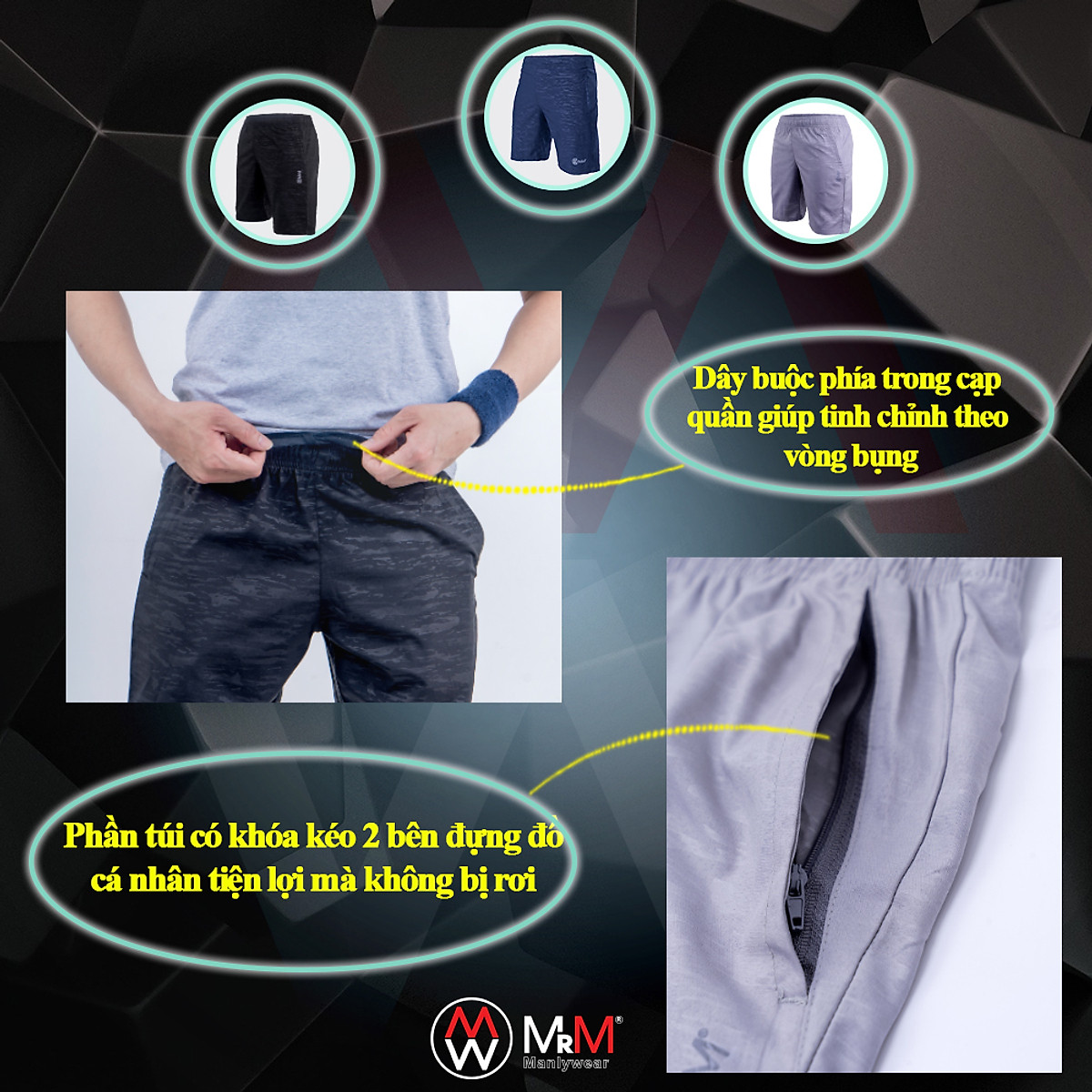Combo 2 quần đùi nam, quần Short Gió nam thể thao Họa Tiết Rằn Ri trẻ trung năng động, thoáng mát co giãn 4 chiều MRM Manlywear