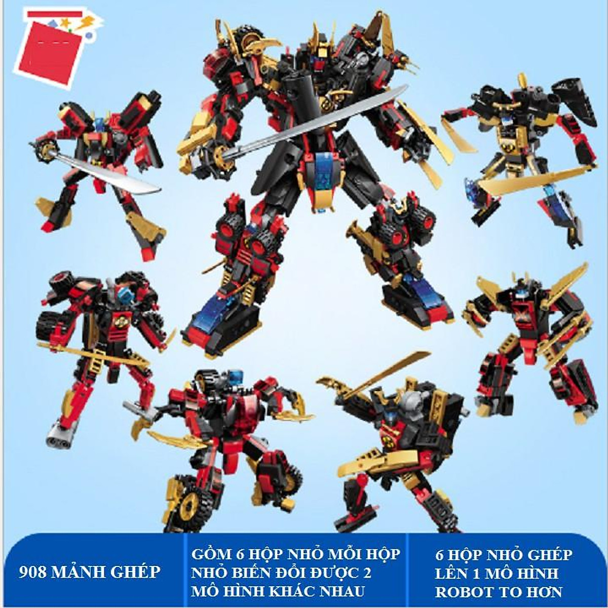 Bộ lego Combo 6in1 Robot chiến đấu biến hình Sky  SEMBO 103324103329