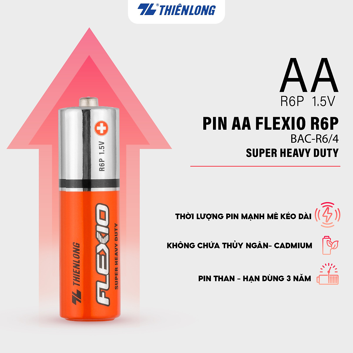 Lốc 4 Pin AA Thiên Long Flexio BAC-R6/4