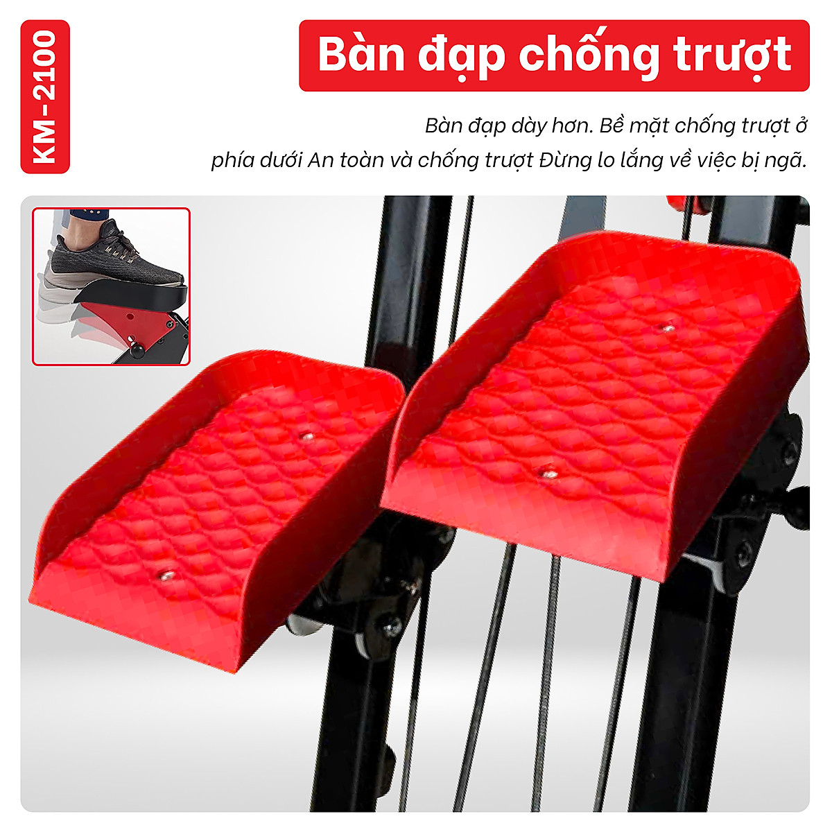 Máy Chạy Bộ,AIR WALKER Máy Đi Bộ Trên Không Cỡ Lớn, Máy leo núi bậc thang KM-2100 tại nhà