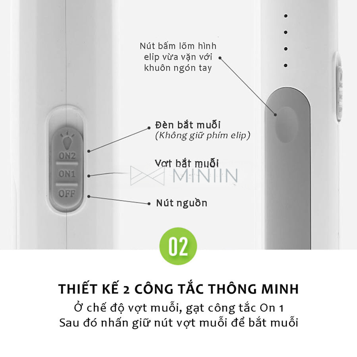 Vợt Muỗi Thông Minh Kiêm Đèn Bắt Muỗi Tự Động, Đèn Bắt Muỗi Có Cổng Sạc USB Và Đế Tiện Dụng - HÀNG CHÍNH HÃNG MINIIN