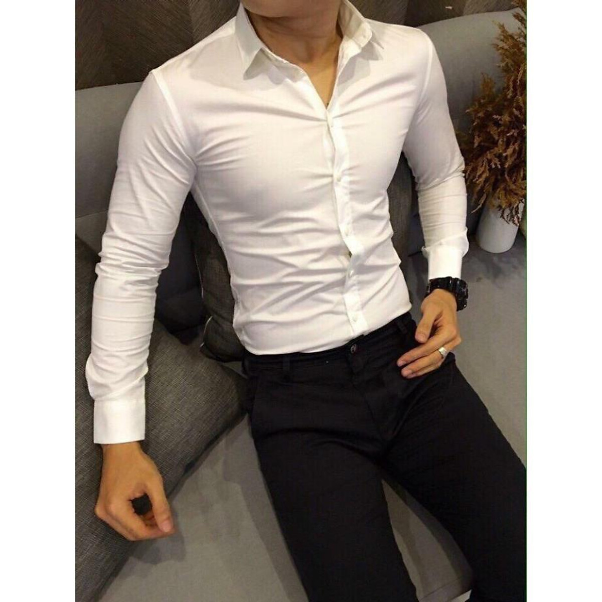 Áo sơ mi nam dài tay Slim Fit Zara Man hàng xuất Trắng hoa văn bạc   230000  Sanhangre