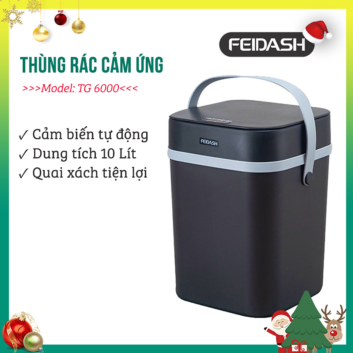 Thùng Đựng Rác Cảm Biến Thông Minh Tự Động Đóng Mở Khi Cần Cho Rác Vào Thùng Vô Cùng Tiên Lợi FEIDASH - Thiết kế sang trọng làm bừng sáng không gian nhà bạn - 2 dung tích 10L, 13L, 2 màu trắng đen cho bạn thỏa sức chọn lựa
