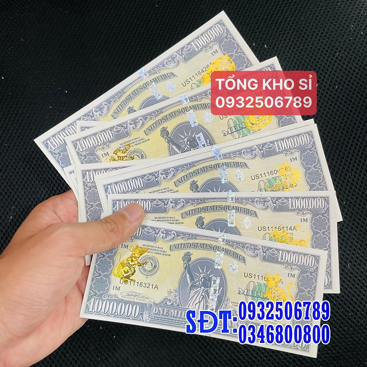 GIÁ SỈ] Bộ 12 Tờ Tiền Lưu Niệm 1 Triệu USD - Đô La Mỹ Mạ Vàng