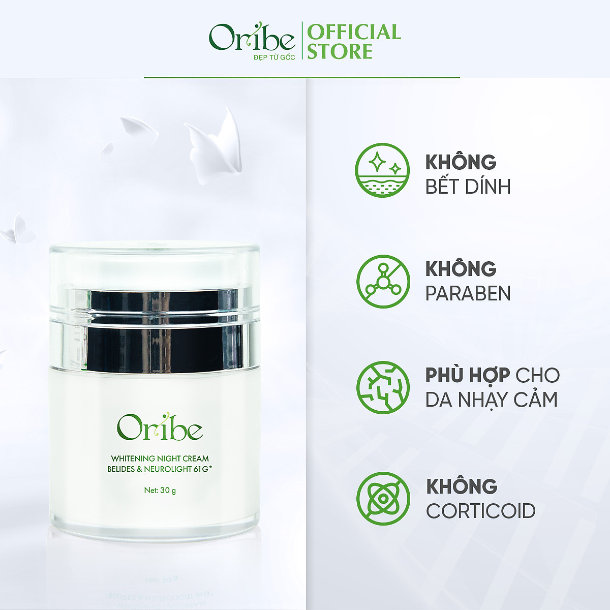 Kem Dưỡng Trắng Da Ban Đêm Oribe Dưỡng Ẩm Làm Mờ Thâm Nám 30g