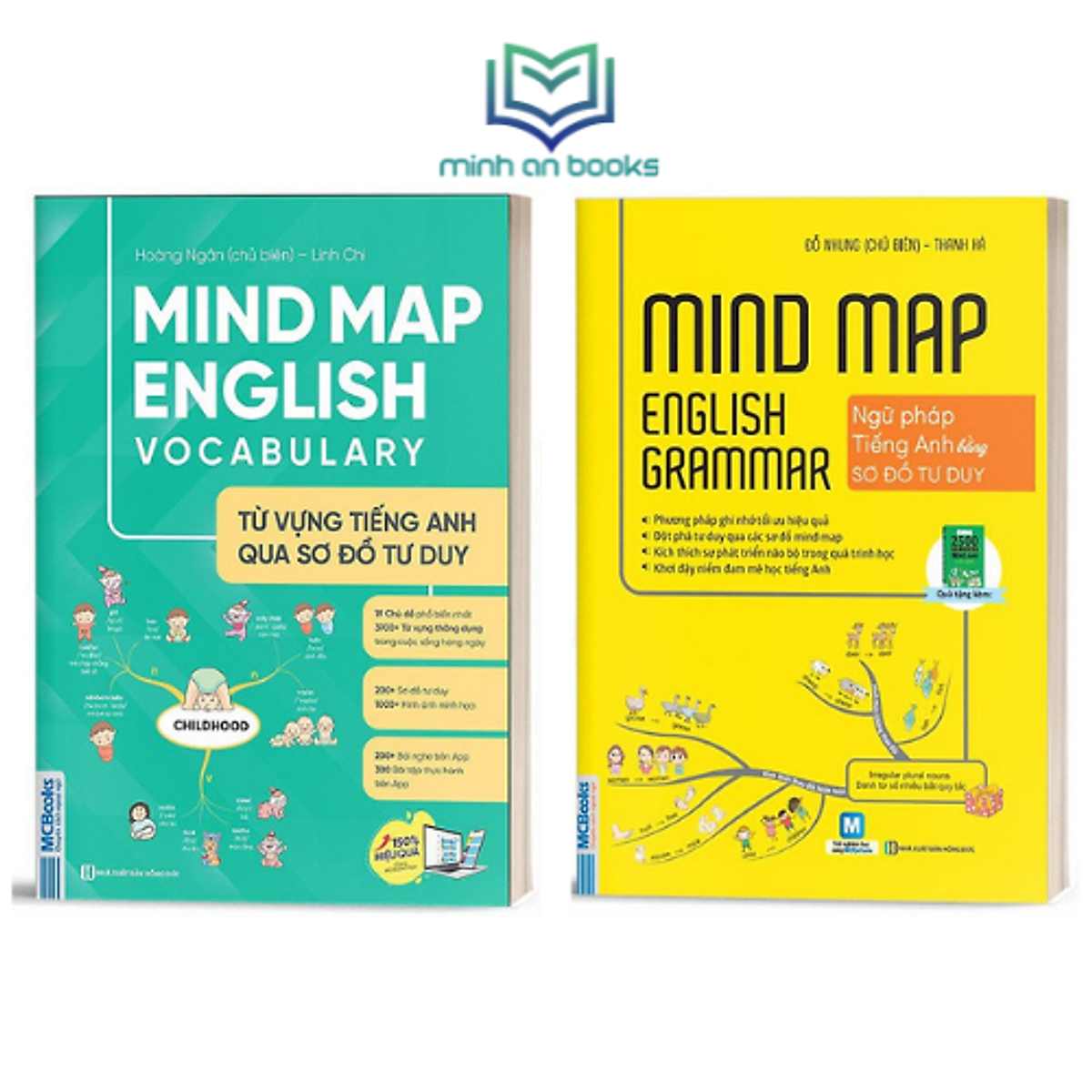 Combo Bộ 2 Cuốn Học Tiếng Anh Bằng Sơ Đồ Tư Duy: Mindmap English Grammar Và Mindmap English Vocabulary (Học Kèm App MCBooks) - MinhAnBooks