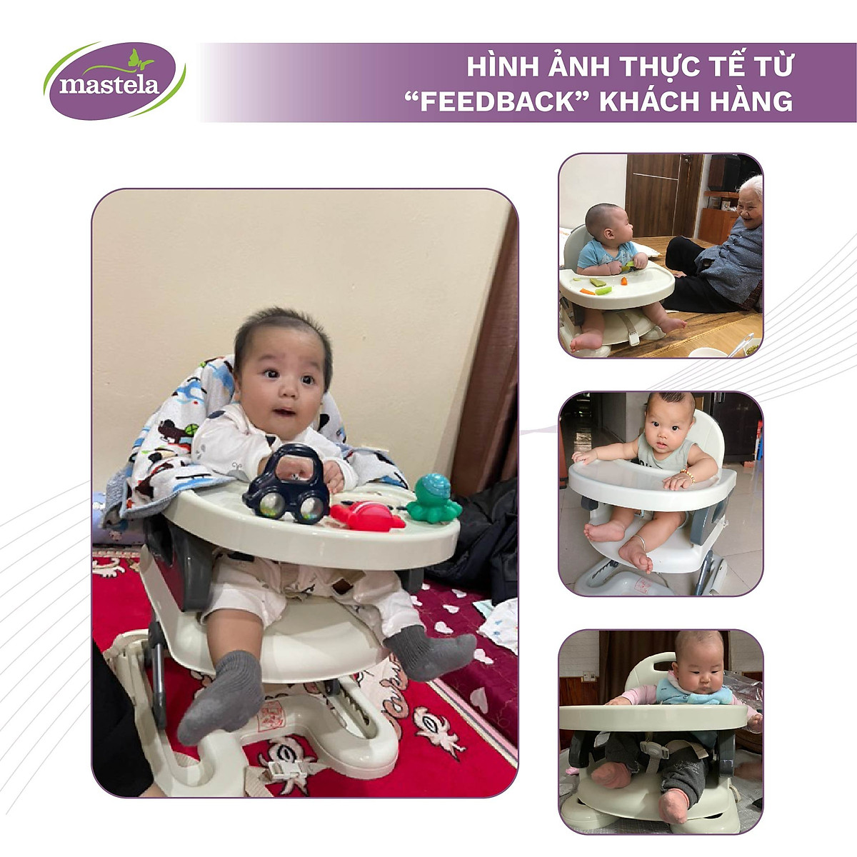 Ghế ăn dặm cho bé gấp gọn nâng hạ độ cao Mastela 07110 / 07112 - Ghế tập ăn dặm cho bé chuẩn ASTM Mỹ BPA Free