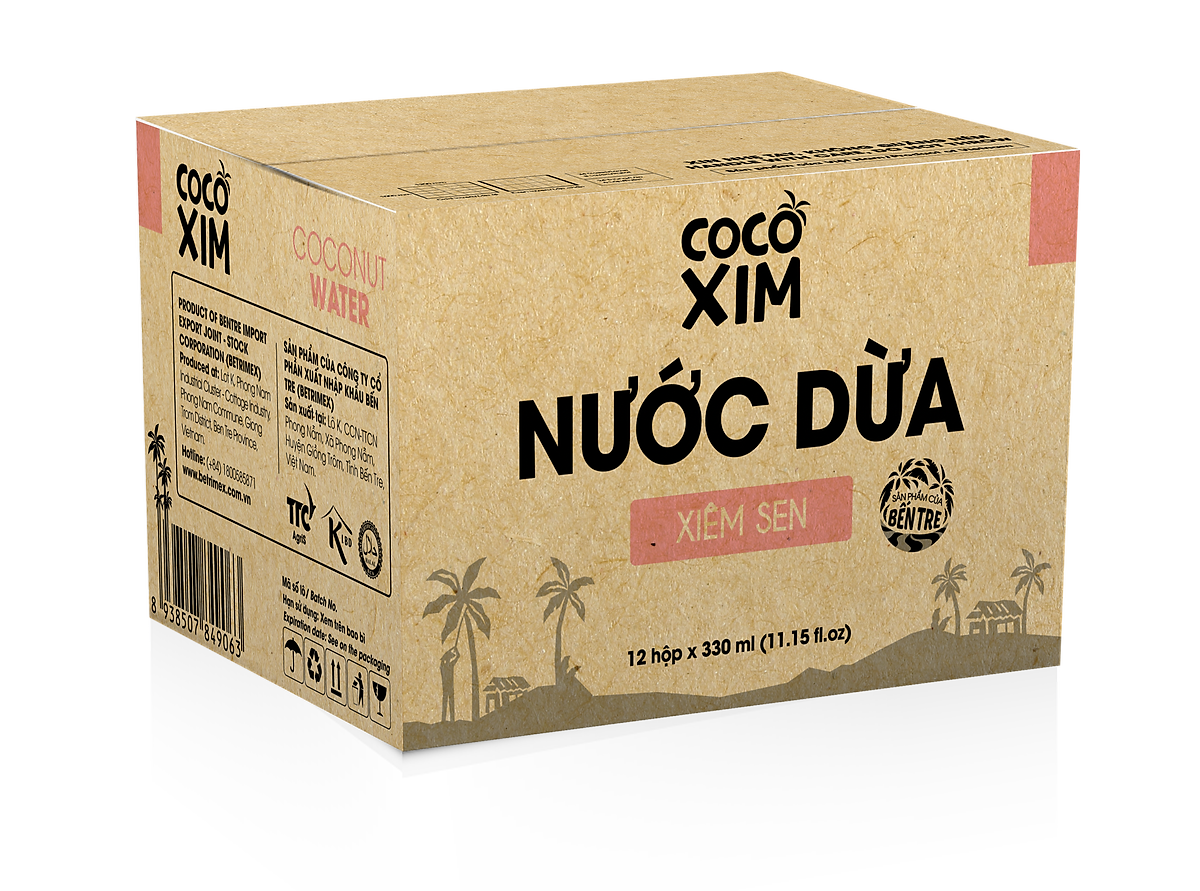 Thùng 12 Hộp Nước Dừa Cocoxim Sen (330ml x12 Hộp)