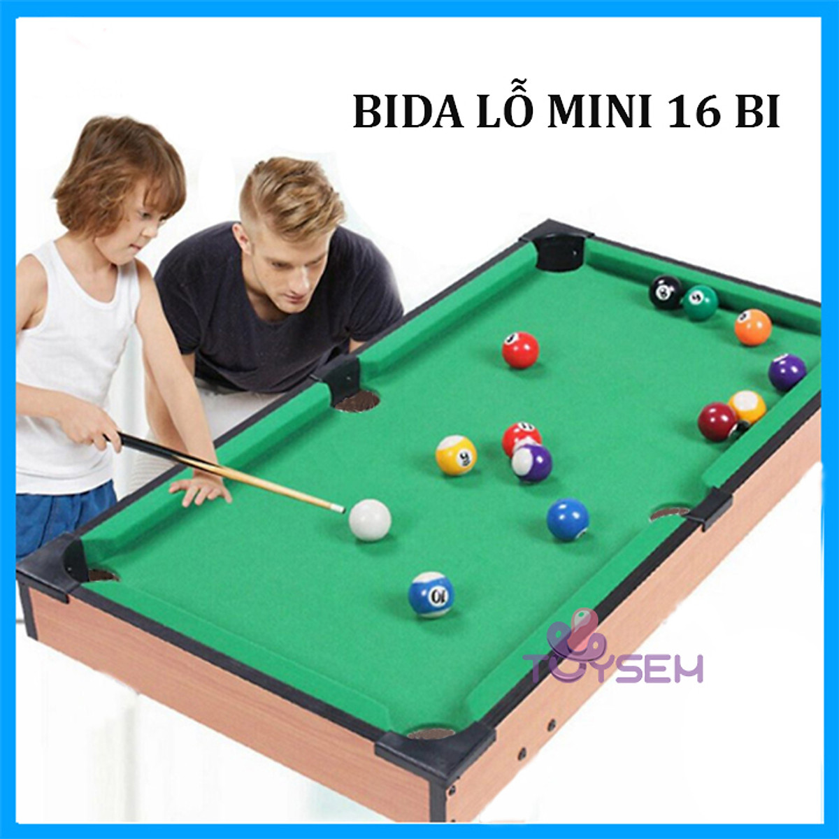 Bàn bida mini loại lớn bằng gỗ 6 lỗ 16 bi - Bàn bi-a người lớn 2 ...