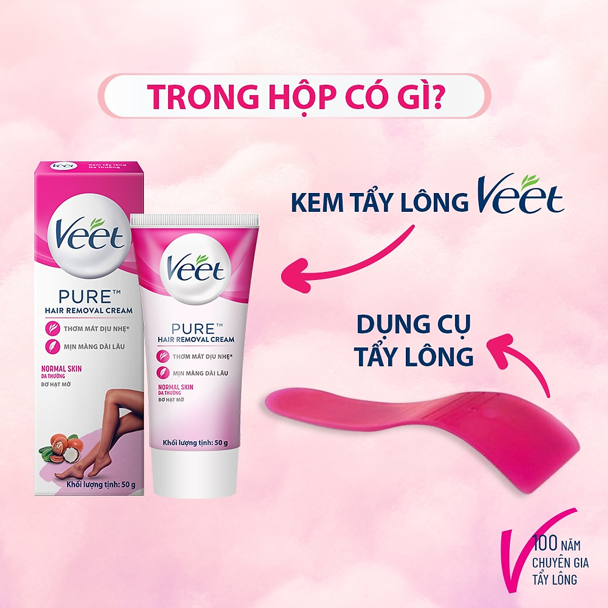 Kem tẩy lông Veet Pure cho da thường 50g, công thức cải tiến