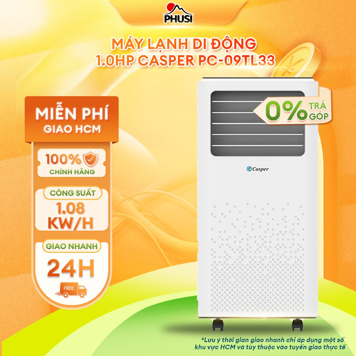 Máy lạnh di động 1.0HP Casper PC-09TL33 - Hàng chính hãng (chỉ giao HCM)