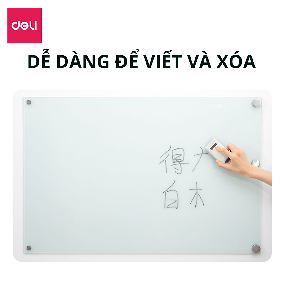 Bút Viết Dạ Bảng Bút Lông Xoá Được 8 Màu Kèm Bông Lau 2 Trong 1 Deli - Bút Viết Trên Nhiều Bề Mặt Bảng Từ, Mica, Bảng Kính - 1 chiếc