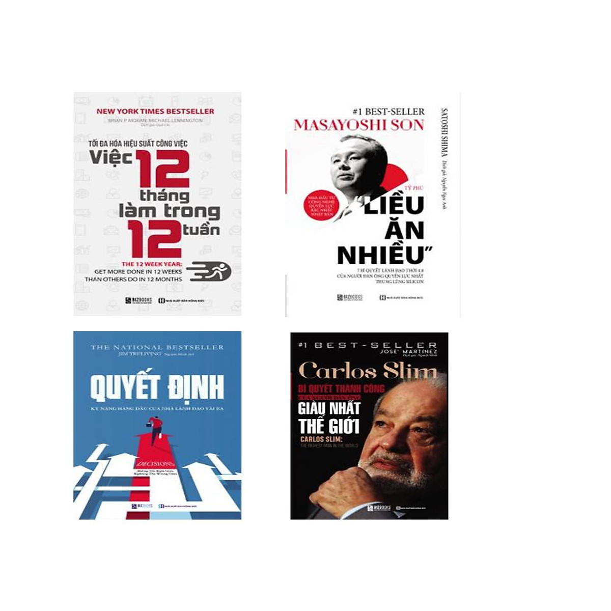 Bộ 4 Cuốn Sách Danh Nhân ; CARLOS SLIM Bí Quyết Giàu Có Nhất Thế Gioi ,Quyết Định Kỹ Năng Lãnh Đạo CủaNhà Tài Ba ,Liều Ă n Nhiều, Tối Đa Hóa Hiệu Xuất Công Việc12 Thang Làm Trong 12 Tuần sach bizbooks dh