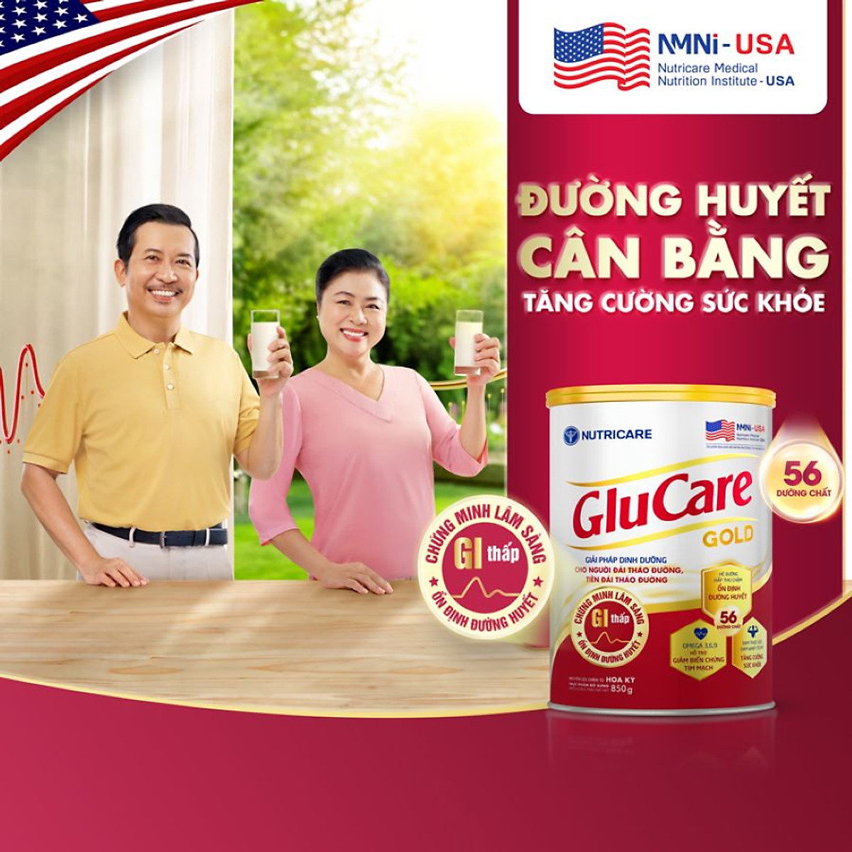 Sữa bột Nutricare Glucare Gold dinh dưỡng cho người tiểu đường (900g)